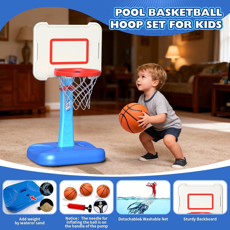 ShyLizard Toddler Basketball Hoop Indoor for Age 1 2 3, Adjustable Kids Basketball Hoop, Mini Basketball Hoop with 3 Balls for Outdoor Poolside, Christmas Birthday Sport Toys Gifts for Baby Boys Girls Age 1-3 - Image 5